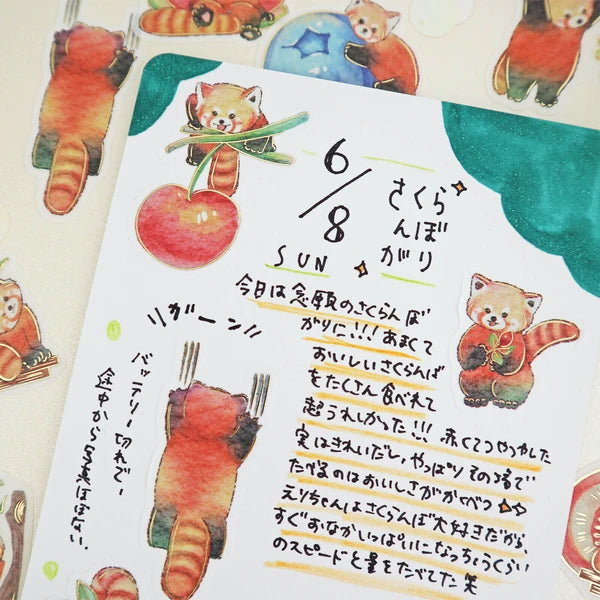Cheerful Red Panda - Sticker Set