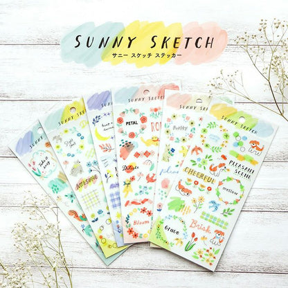 Blue Sunny Sketch - Sticker Sheet