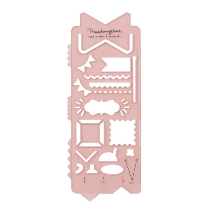Pink decorative stencil with various shapes on a white background