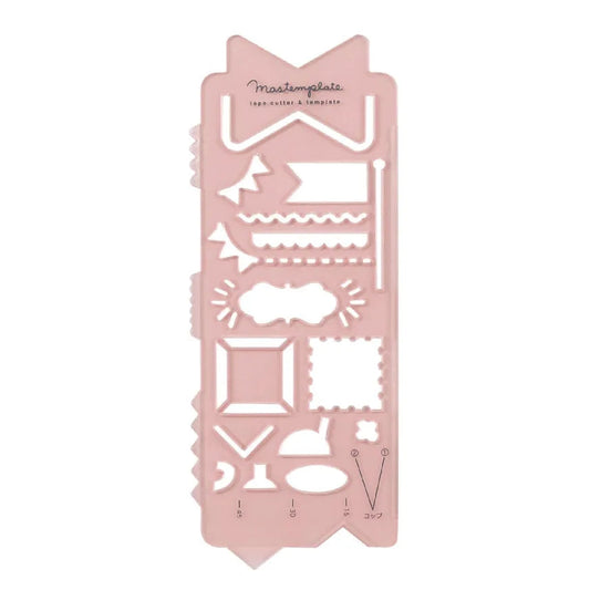 Pink decorative stencil with various shapes on a white background