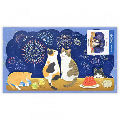 Firework Cats - 3D Greeting Card