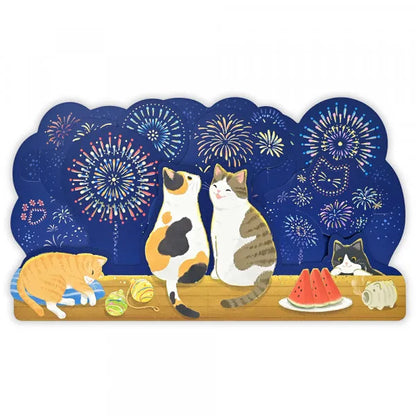 Firework Cats - 3D Greeting Card