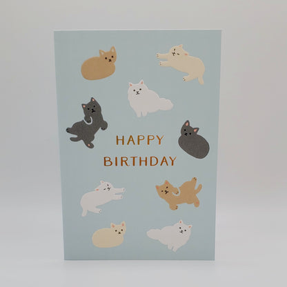 Birthday Cats - Embossed Greeting Card