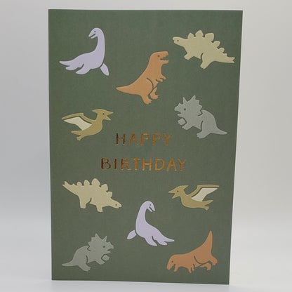 Birthday Dinosaurs - Embossed Greeting Card