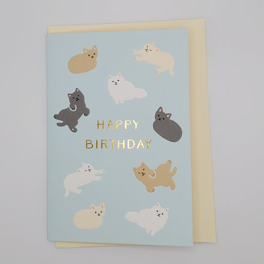 Birthday Cats - Embossed Greeting Card