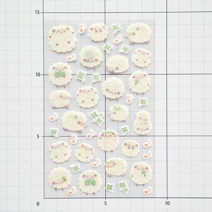 Set of decorative stickers on a grid background